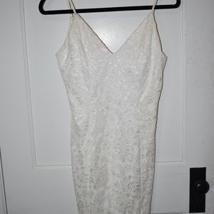 NWOT - Deep V Back White Dress (Body-Con)